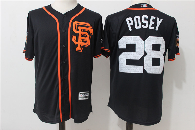 2017 MLB San Francisco Giants #28 Posey Black Fashion Edition Jerseys->new york yankees->MLB Jersey